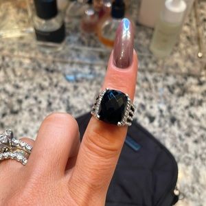 David Yurman Black Onyx Ring with diamonds, size 6.5